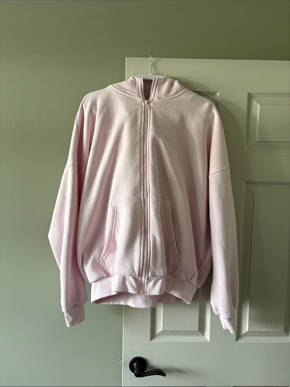 Cozy Light Pink Zip-Front Teddy Jacket with Hood